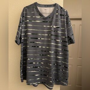 T-shirt NIKE, gray with horizontal lines, XXL